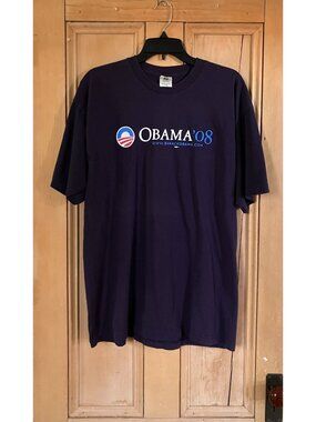 Bayside Mens Vintage 2008 Obama Official USA Campaign T-Shirt Sz. XL Blue AN EXC